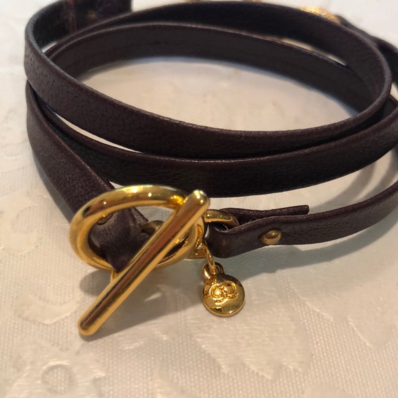 Gorjana Gold and Brown Leather Wrap Bracelet - Picture 2 of 4